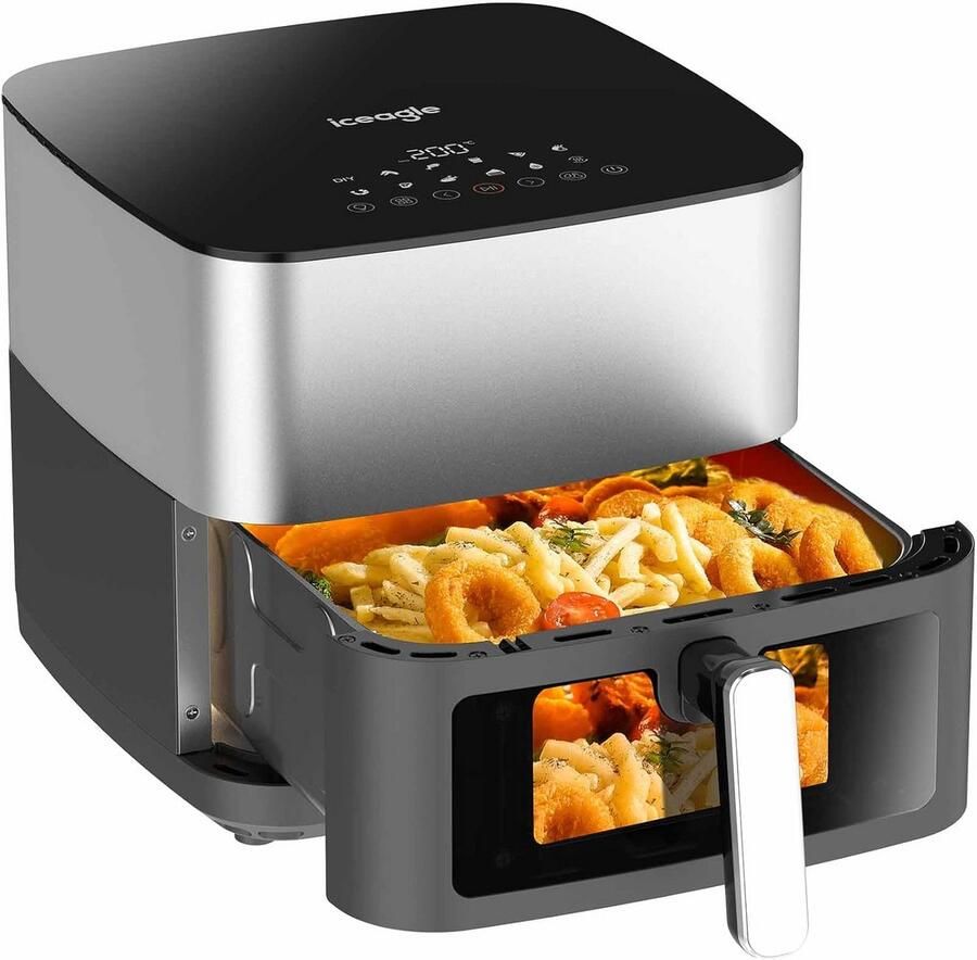 XXL Heteluchtfriteuse 9L met Venster 2000W Olievrije Frituurpan 12-in-1 Programma's