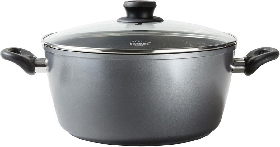 XXXL Braadpan Grote pan Aluminium Gezond Koken Echte steendeeltjes 32 cm Zwart