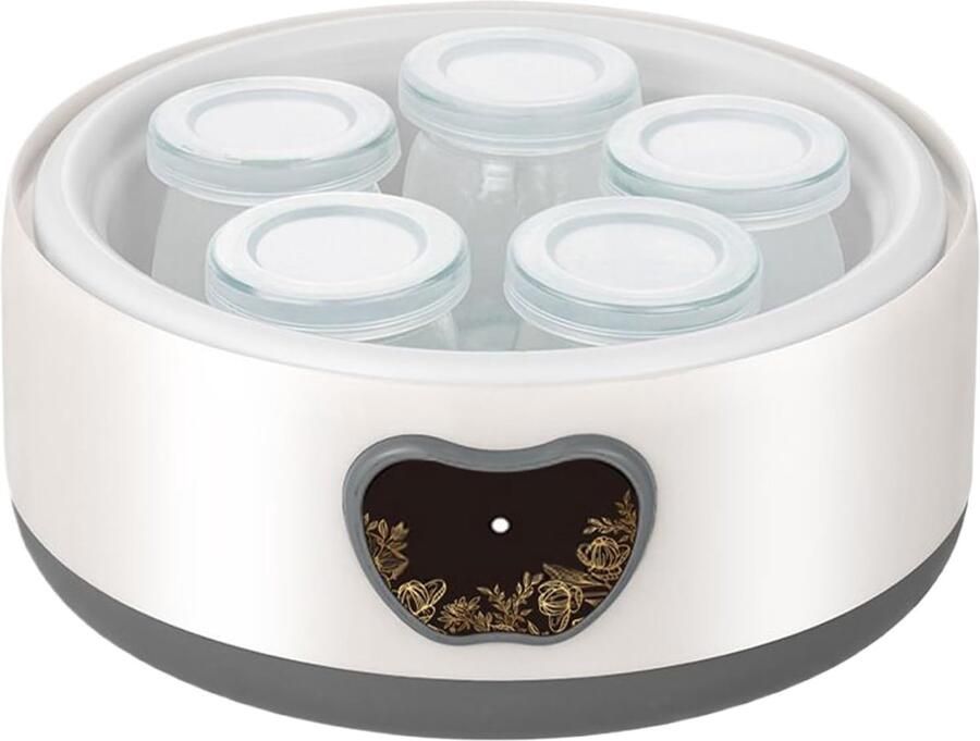 Yoghurt Machine Verse Yoghurt Maken Gezonde Voeding Roestvrijstalen Interieur 5 Bekers Inclusief Wit