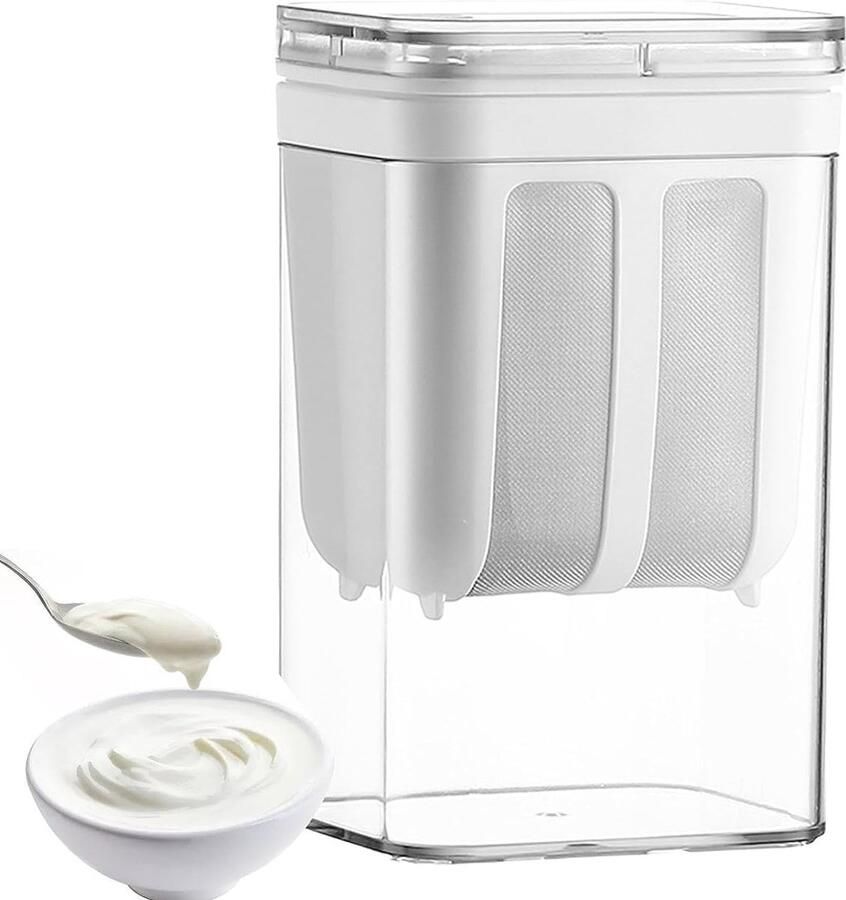 Yoghurtfilter Yoghurtzeef Multifunctioneel yoghurtfilter Weischeider Filter voor sojamelk en notenmelk Herbruikbaar Grote capaciteit Gemakkelijk schoon te maken Geschikt voor Griekse yoghurt sojamelk enz