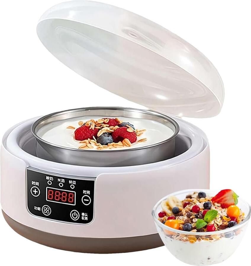 Yoghurtmaker Dessertapparaat Thuis Maken Tijd en Temperatuur Compact Formaat Wit