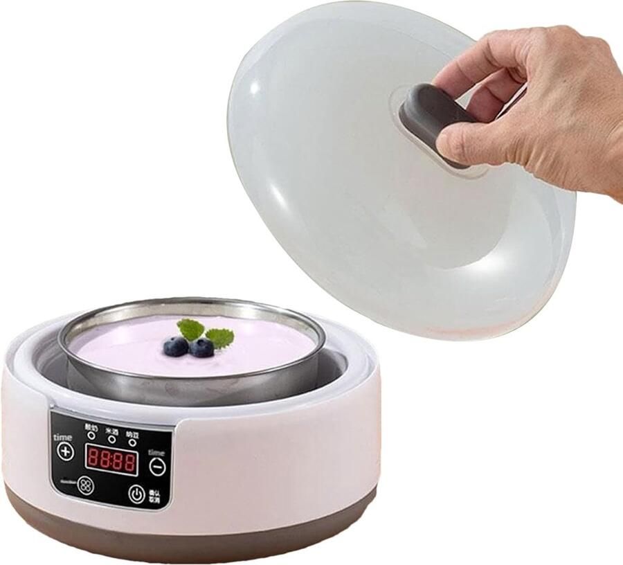Yoghurtmaker Dessertapparaat Zelf Yoghurt Maken Instelbare Tijd Temperatuur 21.6 x 21.6 x 15.5 cm Wit