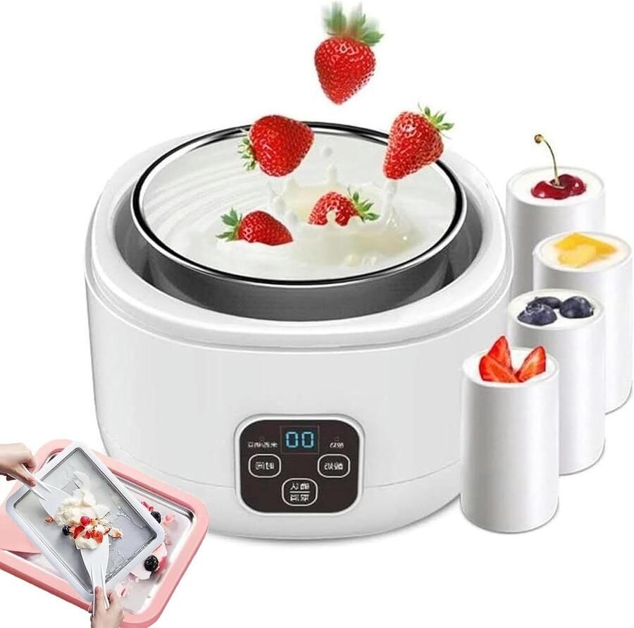 Yoghurtmaker Kaasmaker Fermentatie Apparaat Zelfgemaakte en Digitale Temperatuur Timer 190 x 190 x 160 mm Zilver