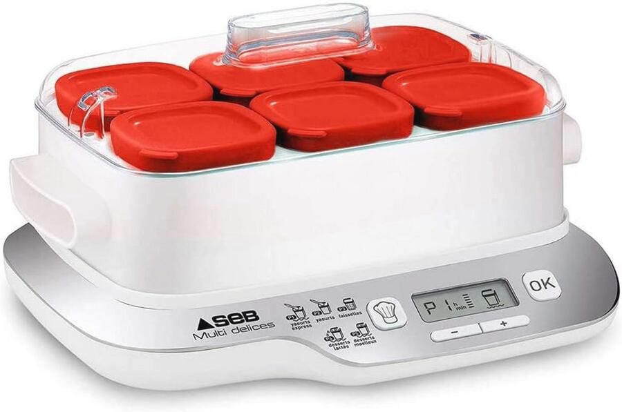 Yoghurtmaker met 6 Glazen Potten en 5 Automatische Programma's voor Zelfgemaakte Yoghurt en Desserts