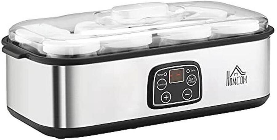 Yoghurtmaker met 8 glazen potten van 180 ml Elektrische yoghurtmachine met timer en instelbare thermostaat voor zelfgemaakte desserts