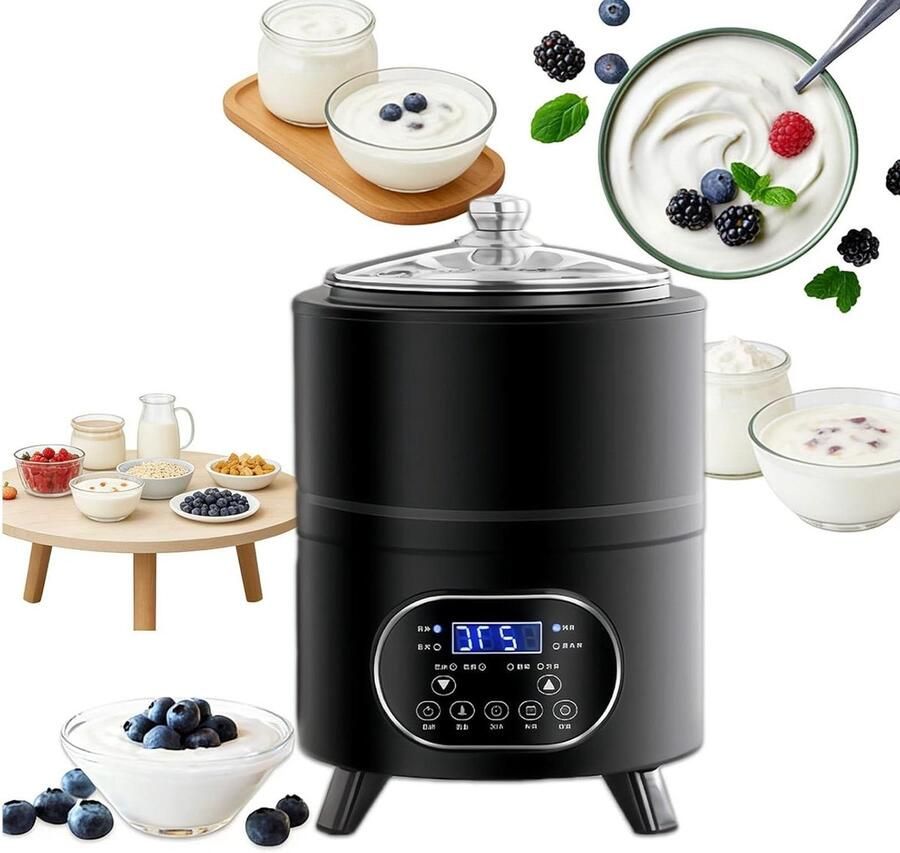 Yoghurtmaker Roestvrij Staal Fermentatieapparaat Yoghurt Grote Hoeveelheden Maken Constante Temperatuur Fermentatie 8 Liter Zwart