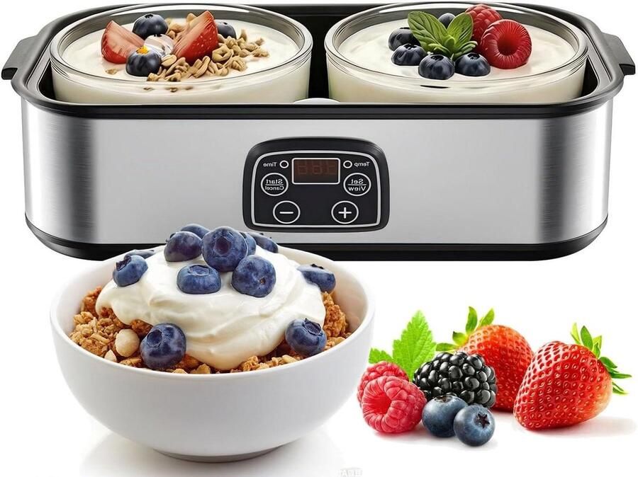 Yoghurtmaker Yoghurt machine Zelf yoghurt maken Instelbare temperatuur 2 liter inhoud Wit