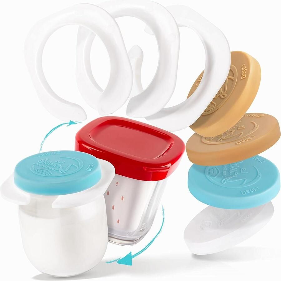 Yoghurtpot Adapters en Dekels Yoghurtmaker Accessoires Yoghurt Maken Herbruikbare Glaspotten 12 Adapters 18 Dekels Multicolor
