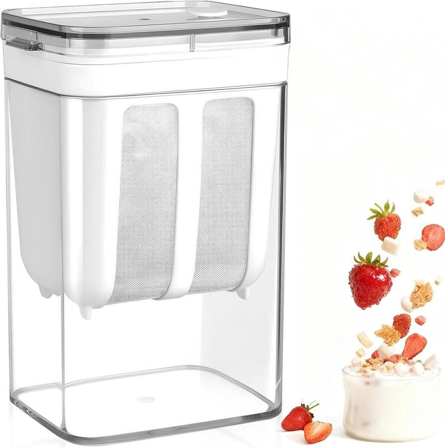 Yoghurtzeef met Deksel en Ultra Dun Net 1100 ml Ideaal voor Yoghurtmaker Scheiden van Wei Melk en Sappen Herbruikbaar en Geschikt voor Saus en Dikke Yoghurt