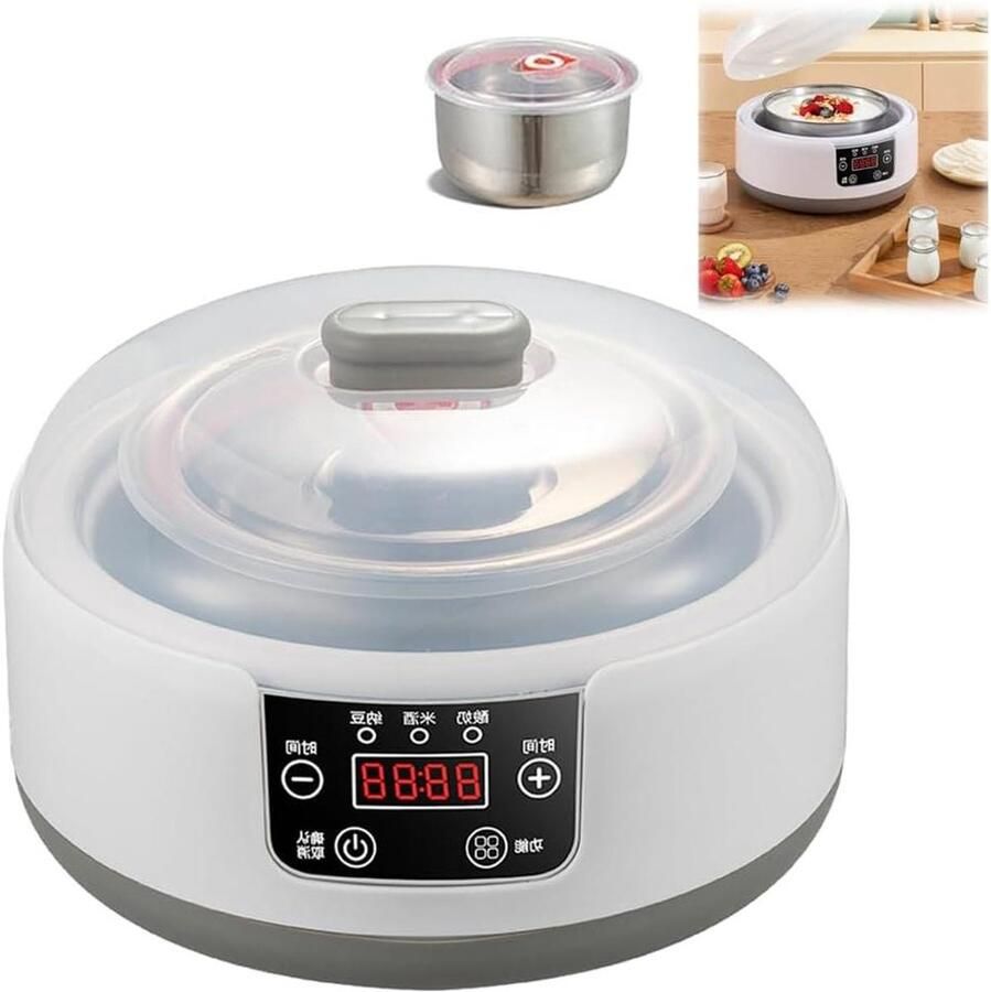 Yogurt Maker Fermentatie Machine Verse Yoghurt Maken Instelbare Timer 5 Jars 100ml Wit