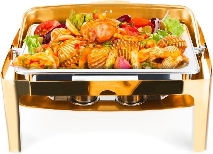 Yokawe Chafing Dish Buffet Dish 9L 300 oz ronde catering voedselwarmer met zichtbaar deksel en houder roestvrij staal schaven buffet warmers voor bruiloft 1 set