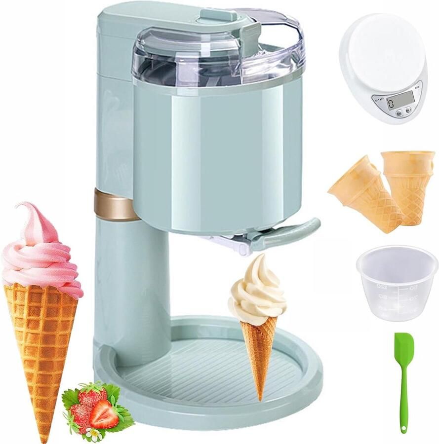 Zachte ijsmachine Dessertmaker thuis Zelf ijs maken Volautomatische bediening 1 liter capaciteit Zilver