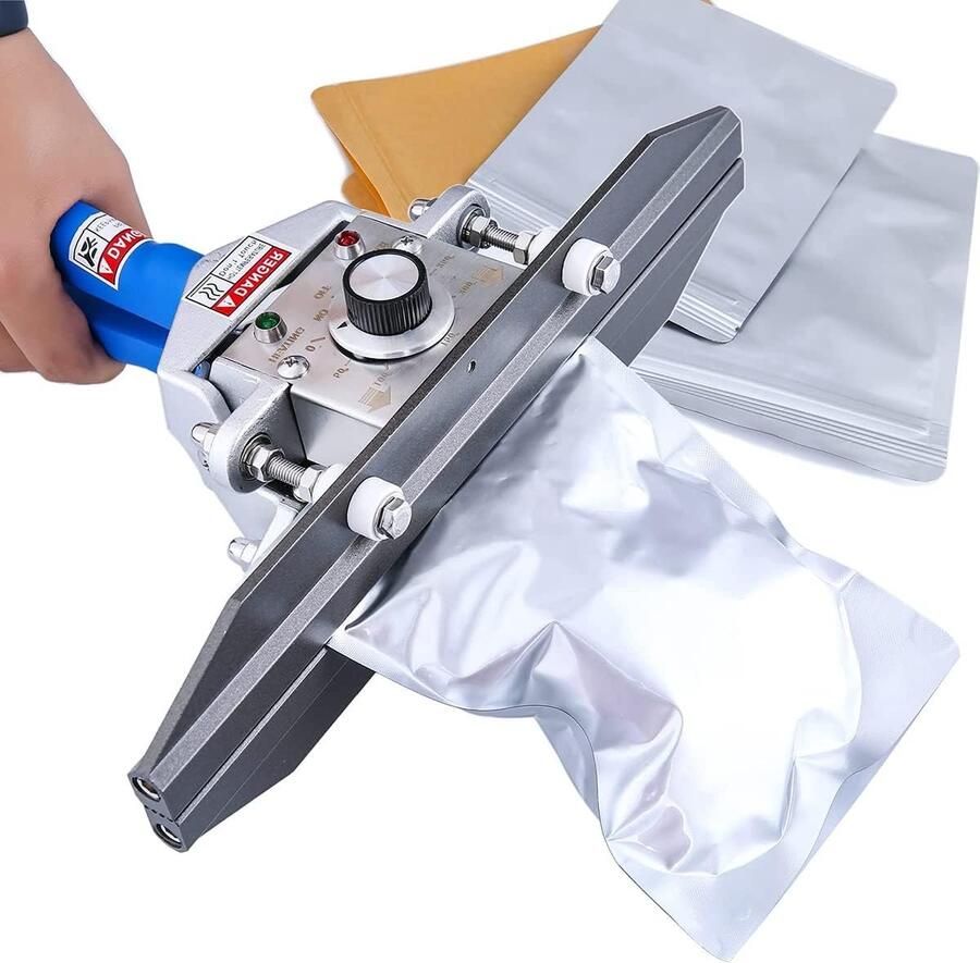 Zakken Sealer Warmte Sealer Krimper Verpakkingen Sluiten Roestvrijstalen Constructie 10mm Afdichtingsbreedte Zilver