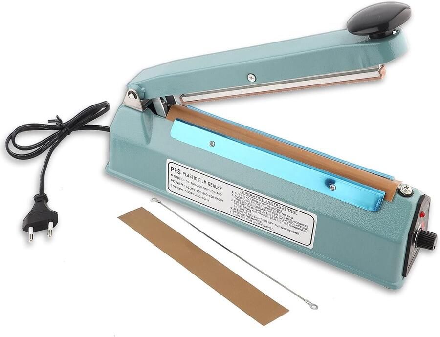 Zakken Versealer Impuls Sealer Verpakkingen Sluiten Verstelbare Temperatuur 20 cm Seal Blauwgrijs