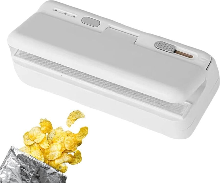 Zakkensluiter Chip Zaksluiter Voedsel Verzegelen Draagbare Vacuüm Sealer 12x5x3.6 cm Wit