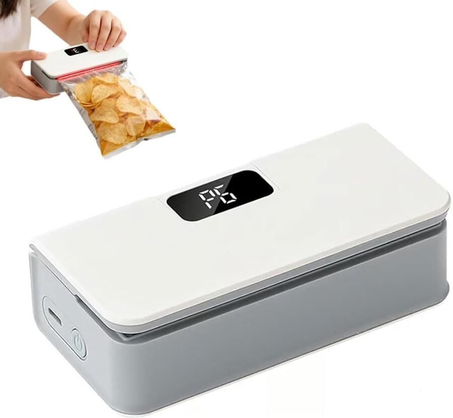 Zakkensluiter Snijder Heatsealer Foodsaver Voedsel Bewaren 6 Temperatuurstanden 23.5 x 6.3 x 4cm Wit