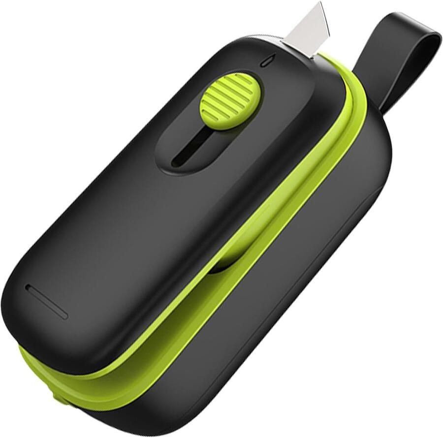 Zakkensluiter Snijder Keuken Gadget Voedsel Vers Houden Compact Magnetisch Ontwerp 9x5x4cm Zwart