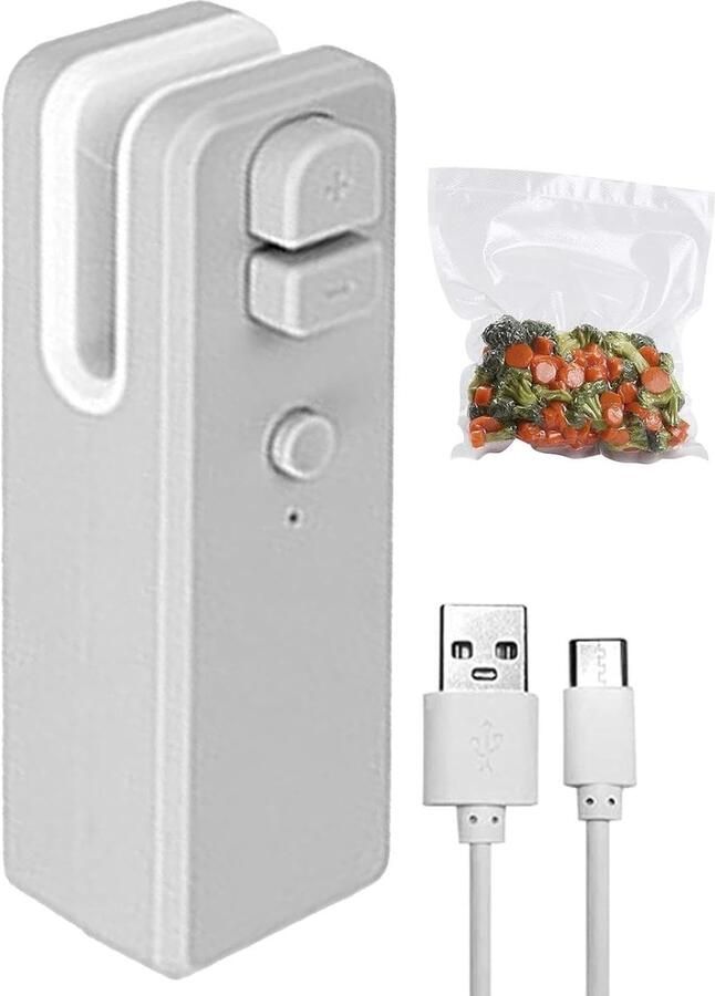 Zakkensluiters Keuken Gadget Voedsel Afdichten 2 In 1 Machine Compact Formaat Wit