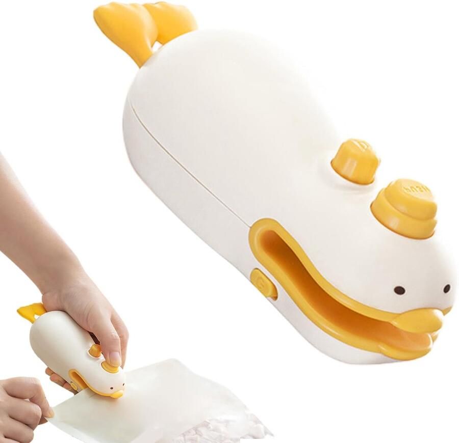 Zaksealer Keukengadget Hersluiter Voedsel Opslag Oplaadbaar Cartoon Design 13.5 x 4.9 cm Geel - Foto 1