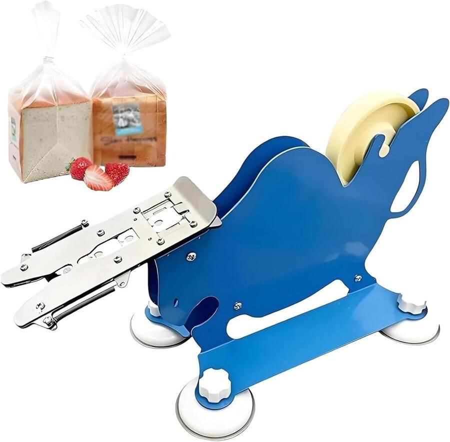 Zaksluitmachine Broodclip machine en Verpakken Met 4 zuignappen 34 x 21 x 25 cm Blauw