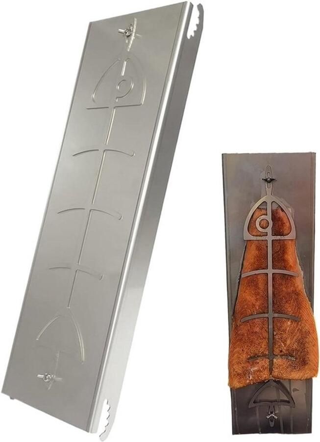Zalm Grillhouder Vis Rooster Vis Grillen Anti-Slip 54x14x4 cm Zilver