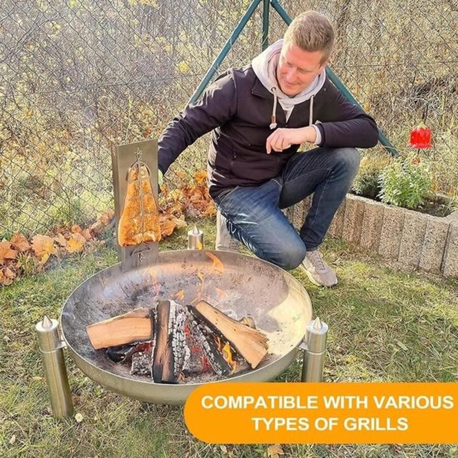 Zalm Houder Grillplank Vis Grillen Roestvrij Staal 54x14x4 cm Zilver