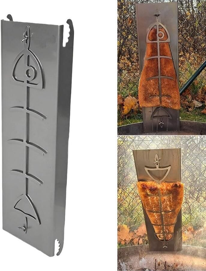 Zalmgrillrek BBQ plank Buiten koken Geurvrij koken 52 x 115 cm Zilverkleurig