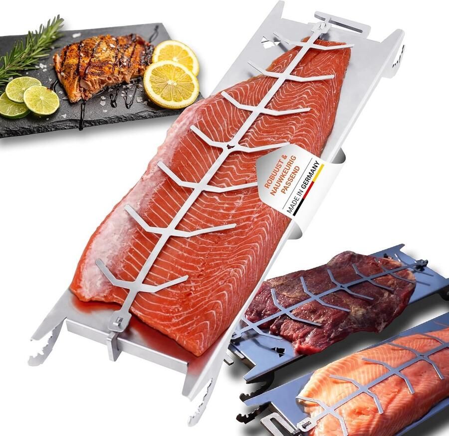 Zalmhouder Vis grillrek Vis bereiden Speciaal spanmechanisme 615 cm lengte Zilverkleurig