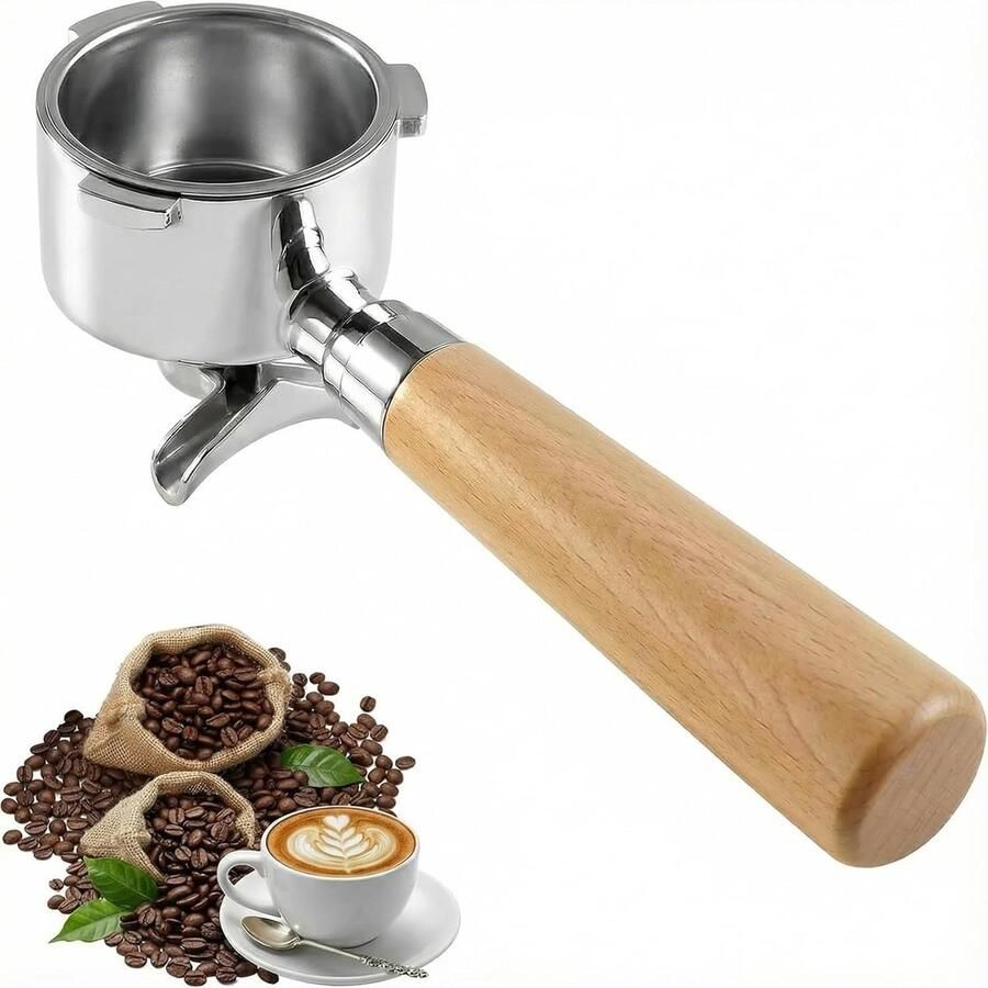 Zeefdrager Koffie Portafilter Espresso Koffiebereiding Thuis Ergonomisch Houten Handvat 51 mm
