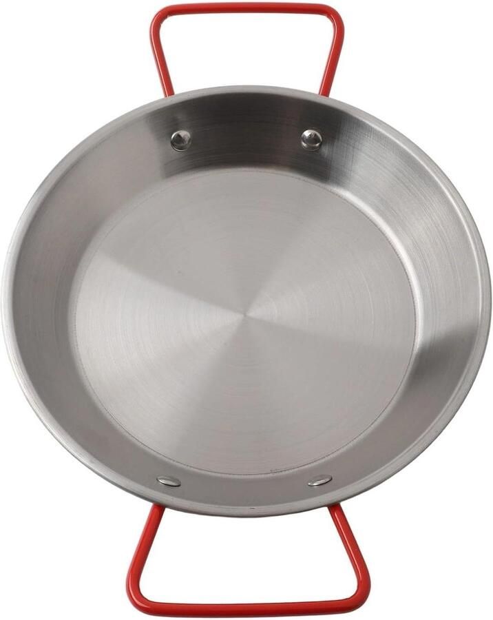 Zeevruchtenpan Roestvrij Staal Paella Pan Koekenpan Gelijkmatig Koken Duurzaam Materiaal 20 cm Zilverkleurig