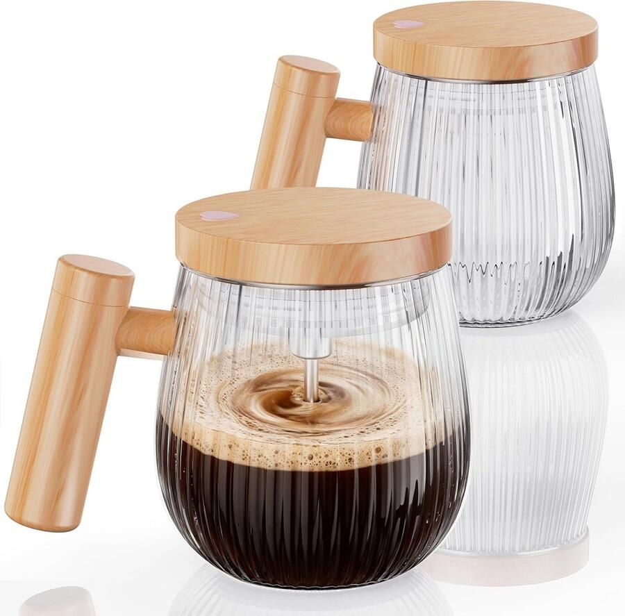 Zelf Roerende Mok Automatische Mixer Koffie Maken Hittebestendig Glas 400ml Inhoud Transparant