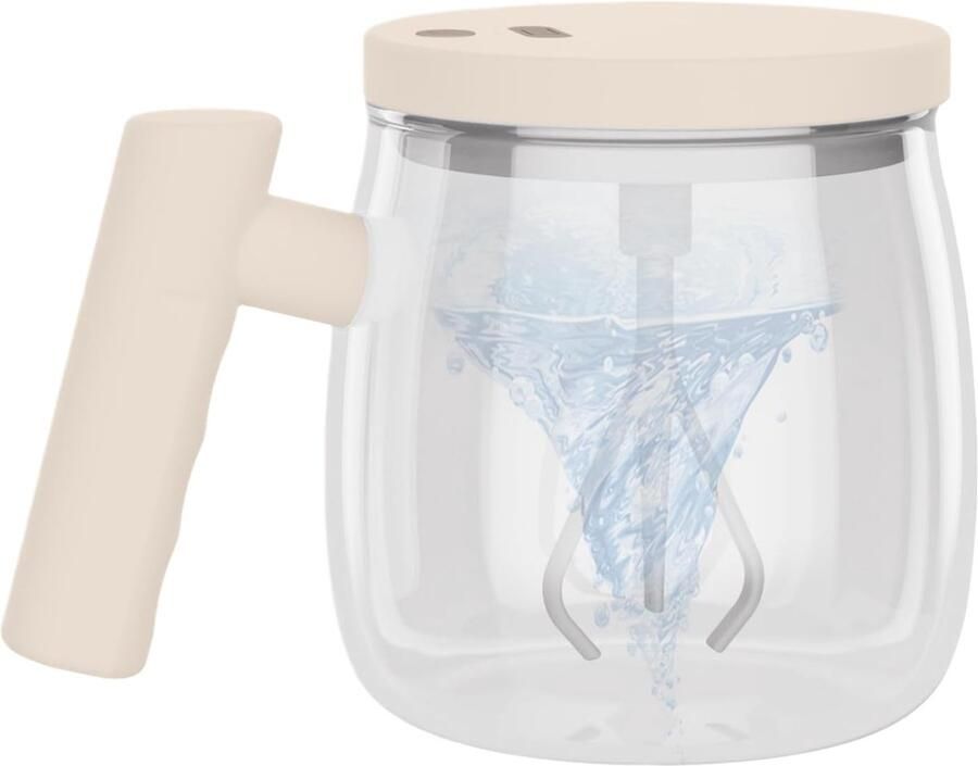 Zelf Roerende Mok Elektrische Mengbeker Dranken Mengen USB Oplaadbaar 400ml Inhoud Wit of Khaki