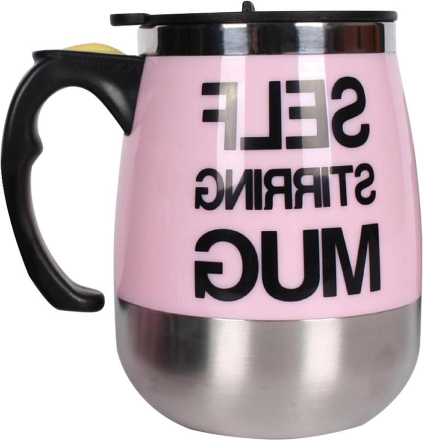 Zelf roerende mok Magnetische beker Dranken mengen Batterij aangedreven 400 ml Roze