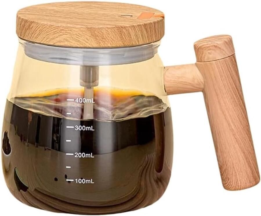 Zelf Roerende Mok Mixbeker Koffie Drankjes Mengen USB Oplaadbaar 400 ml Houtnerf