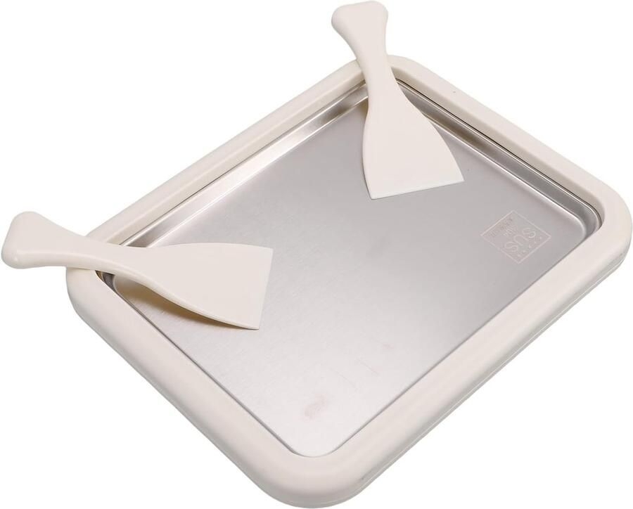 Zelfgemaakte IJsmachine Rolde IJs Maker Desserts Maken Roestvrijstalen Koude Plaat 26.5 x 21.5 cm