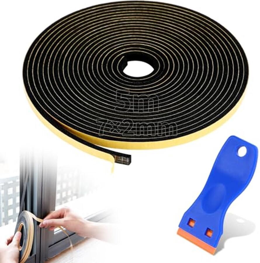 Zelfklevende Afdichtingstape 5 m 7 x 2 mm Schuimrubber voor Kookplaten en Gootstenen