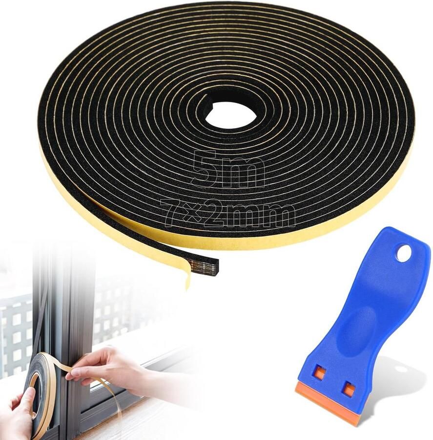 Zelfklevende Afdichtingstape 5 m 7 x 2 mm Schuimrubber voor Kookplaten en Gootstenen