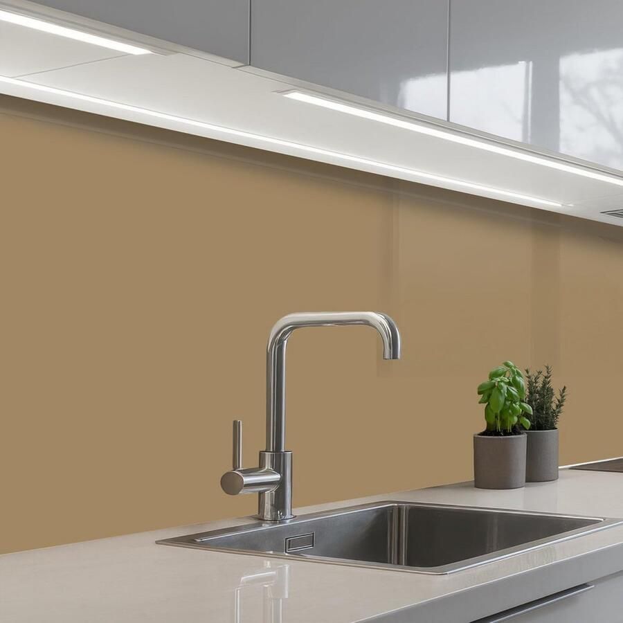 Zelfklevende Keukenachterwand Beige 60x400 cm Kookplaat Spatwand Moeiteloos Montage