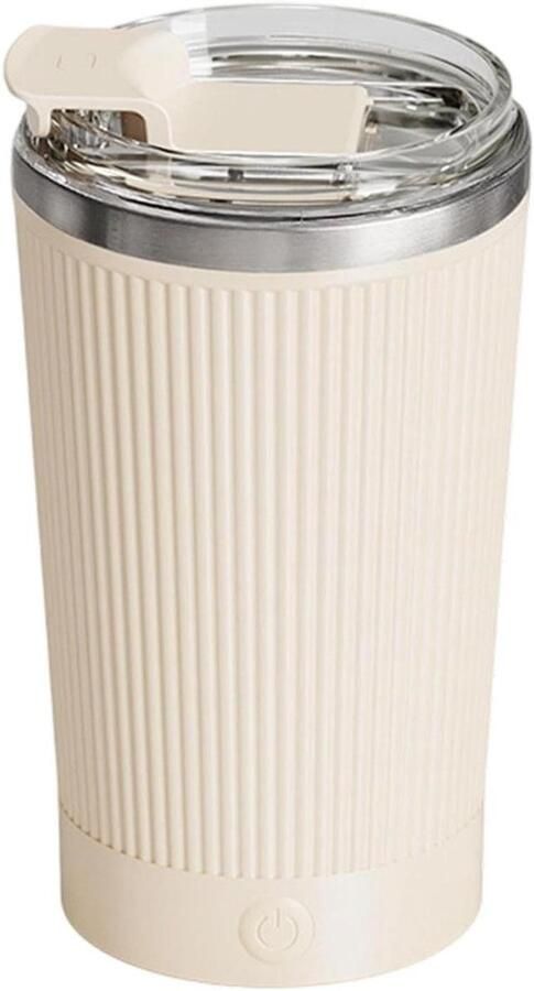 Zelfmengende Beker Elektrische Mok Dranken Mengen Magnetisch Roer Mechanisme 400ml Crèmekleurig