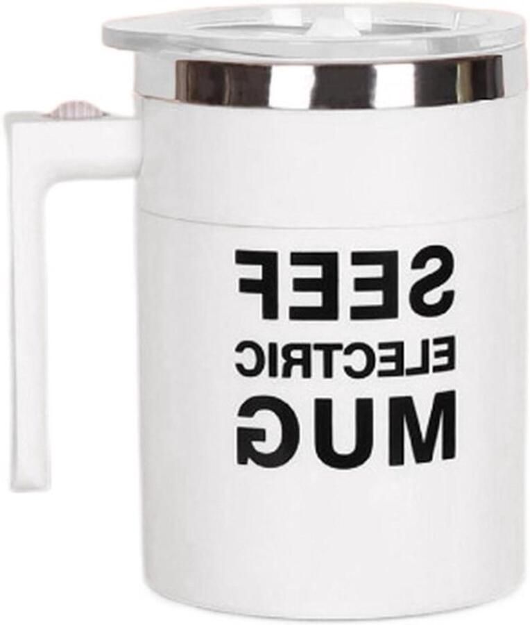 Zelfroerende beker Magnetische mok met koffiemixer Voor het mengen van dranken Automatisch roeren 400 ml Wit