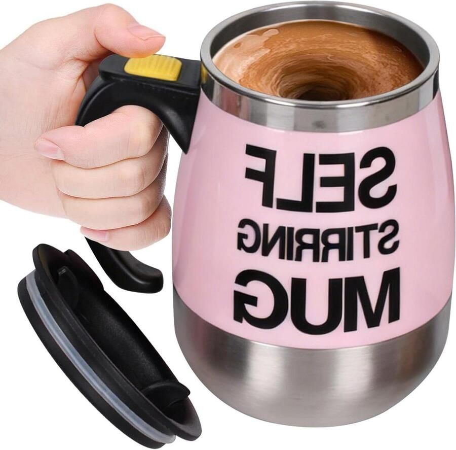 Zelfroerende Mok Automatische Beker Dranken Mengen Magnetisch Roersysteem 13x85 cm Roze