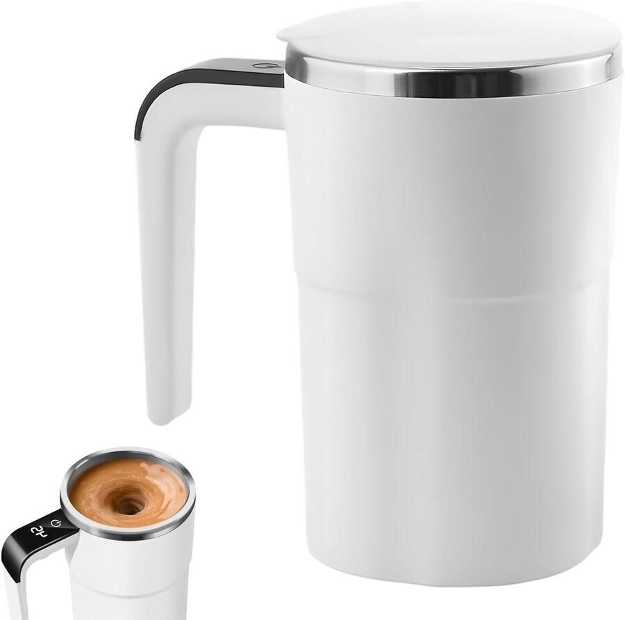 Zelfroerende Mok Elektrische Beker Drankjes Mengen Automatische Mixer 380 ml Wit