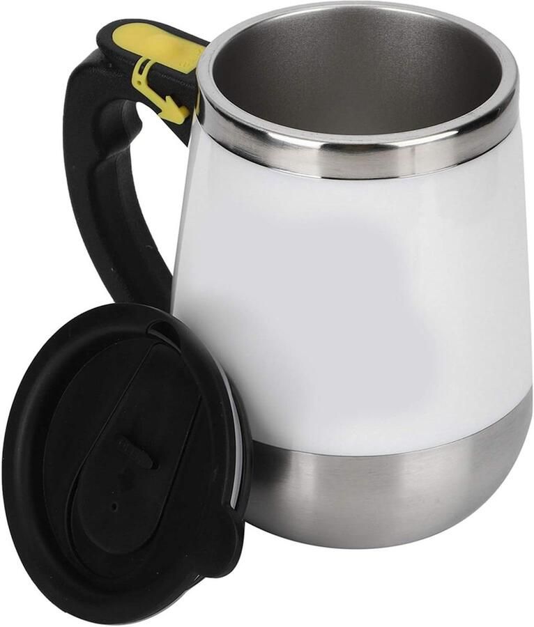 Zelfroerende Mok Mengbeker Koffie Maken USB Oplaadbaar 400ml Capaciteit Wit