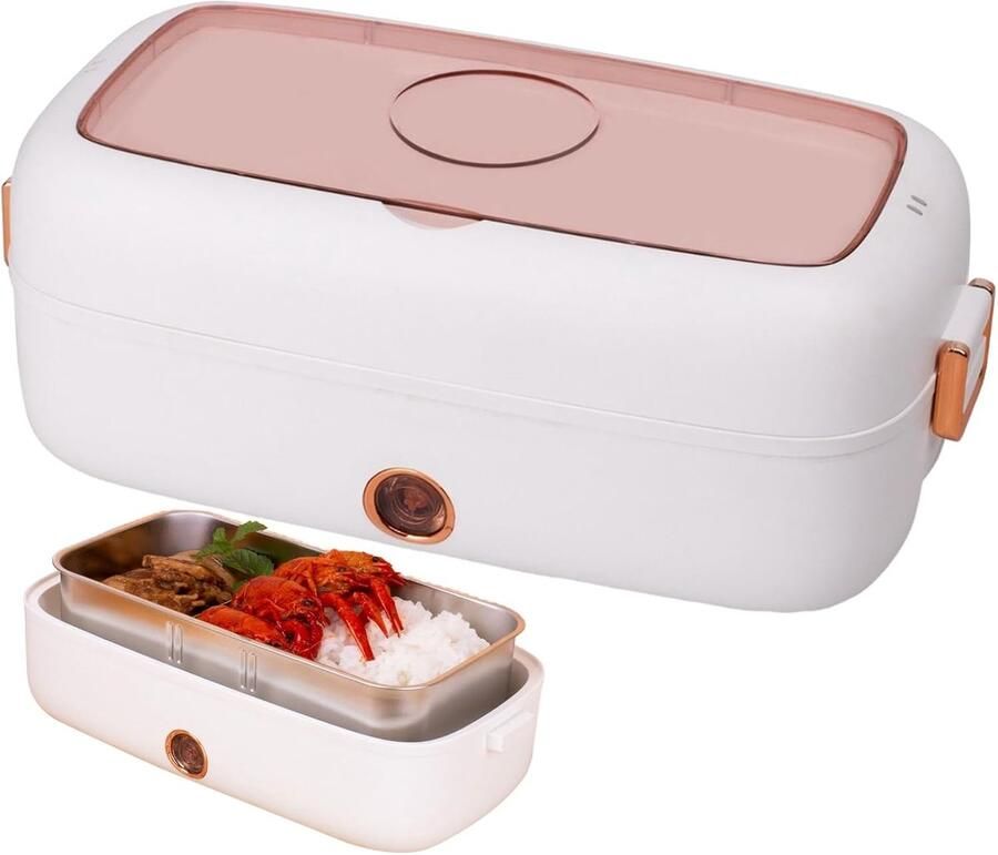 Zelfverwarmende lunchbox Elektrische voedselcontainer Warme maaltijden onderweg Inhoud gebaseerde verwarming 800 ml Wit