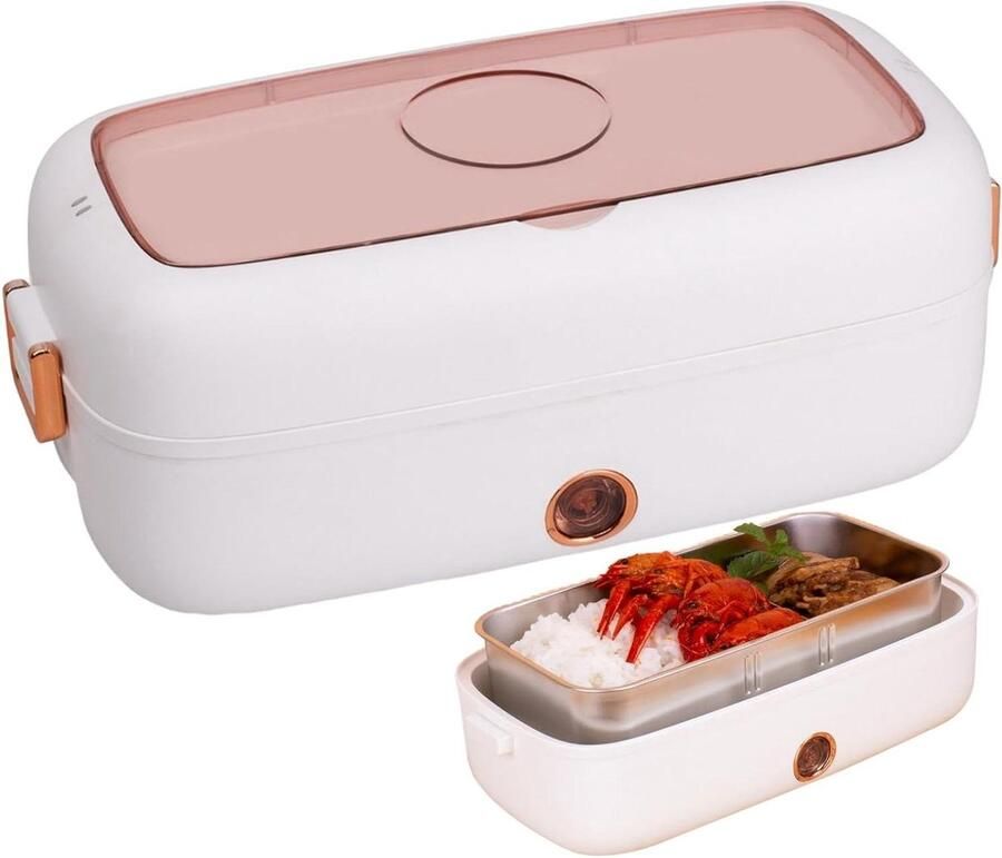 Zelfverwarmende lunchbox Elektrische voedselwarmer Warme maaltijden onderweg USB oplaadbaar 800 ml capaciteit Wit