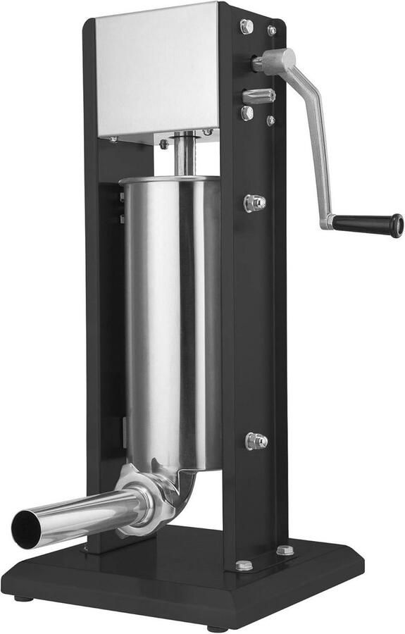 Zelsius Professionele worstvulmachine van roestvrij staal 5 liter zwart incl. vier verschillende vulbuizen worstvullers worstpers worstmachine met 2 versnellingen ontluchtingsventiel en