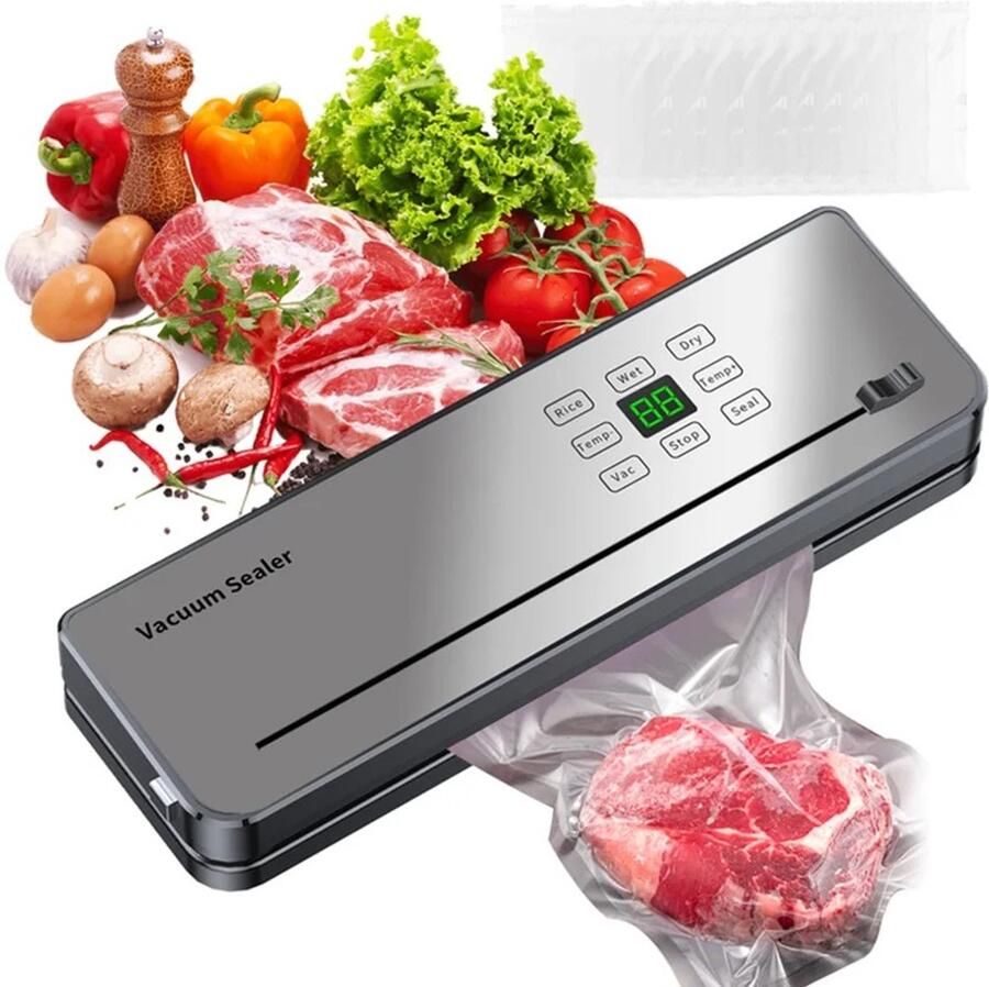 Zerova 8-in-1 Vacumeermachine Vacuum Sealer Vacuummachine met Slangaansluiting Ingebouwde Zakkensnijder 120W Grijs