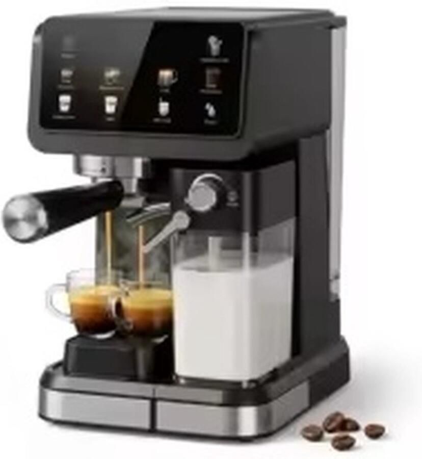 Zerova Koffiemaker Koffiemachines Koffiezetapparaat Alles-in-één Koffiezetapparaat Automatisch Melkschuimsysteem Zwart