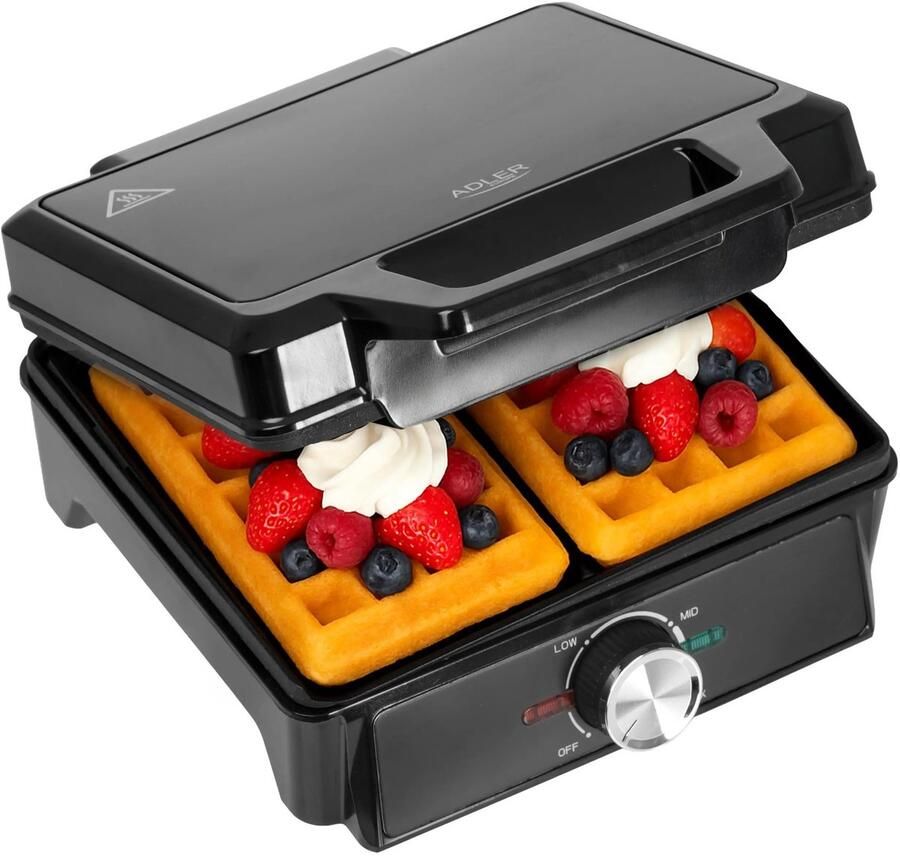 Zerova Wafelijzer Wafeltang Wafelmaker pfas vrij Instelbare Temperatuur Indicatielampje 2000W max antiaanbaklaag Zwart