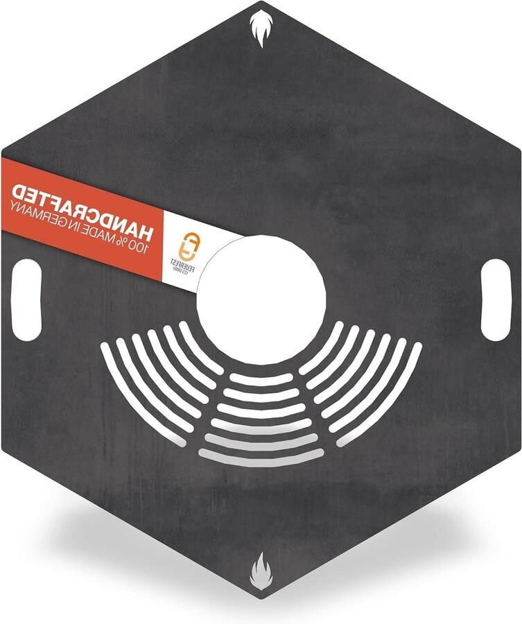 Zeshoekige Grillplaat BBQ Grillring Plancha Buiten Koken Met Handgrepen 98 cm Diameter Zwart
